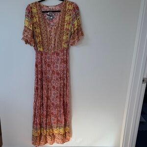 Stevie Hender Pink and Yellow Floral Maxi Dress